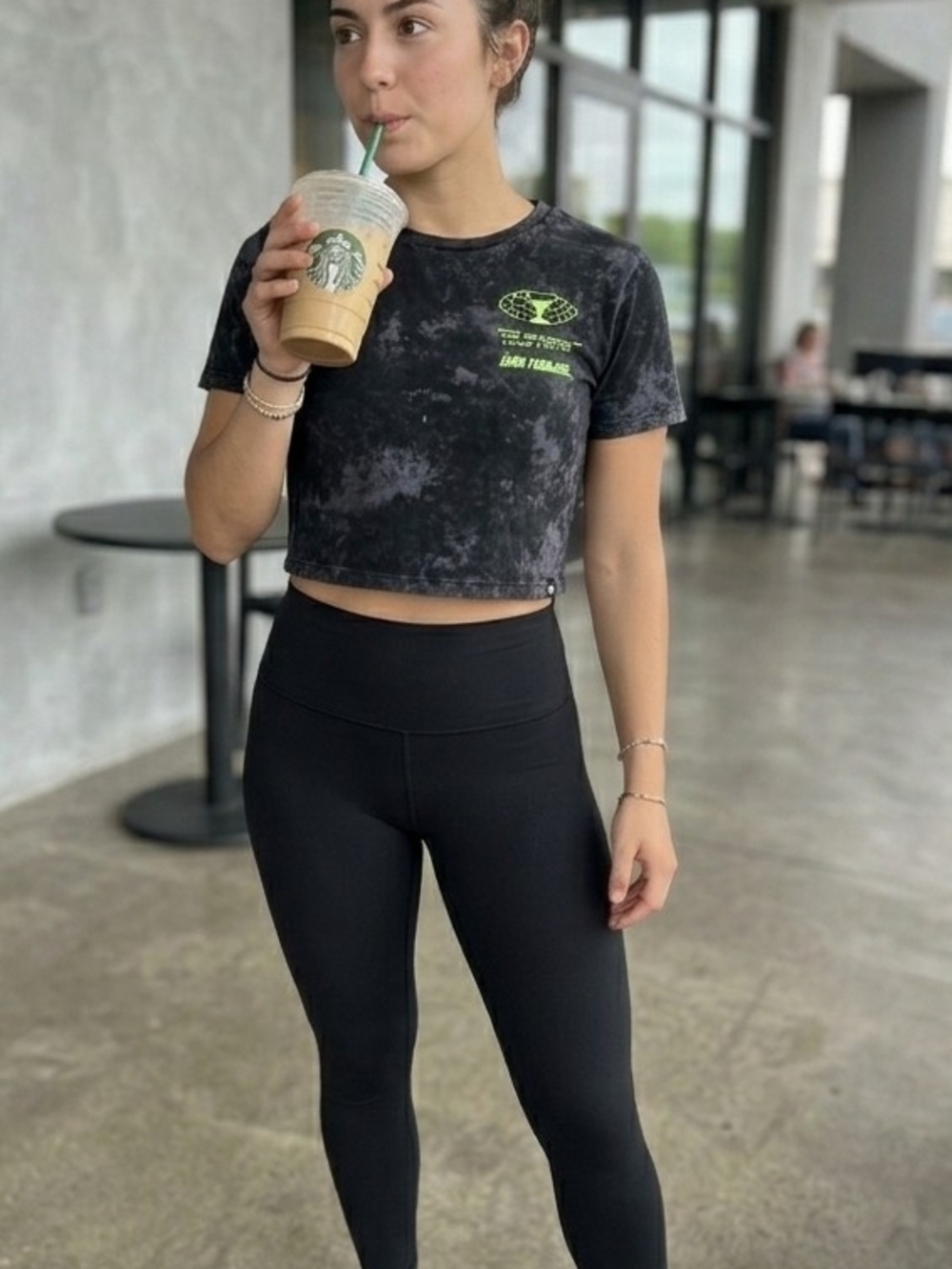 Under Armour Black Acid-Wash Crop Tee